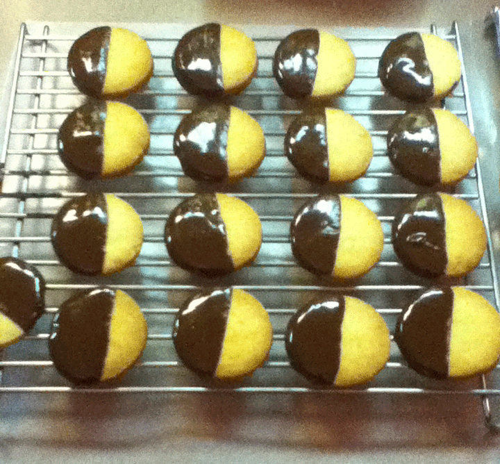 Chocolate-dipped shortbread cookies