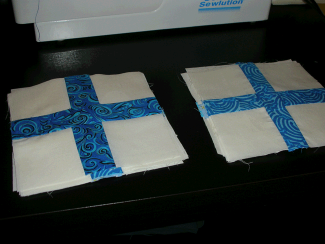 Smallest two sets of pieced and pressed blocks for Simple Math